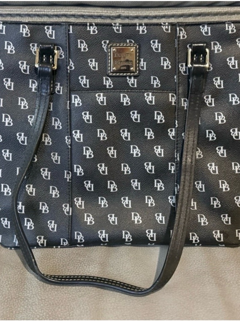 Dooney & Bourke Black and White DB Monogram Shoulder Tote